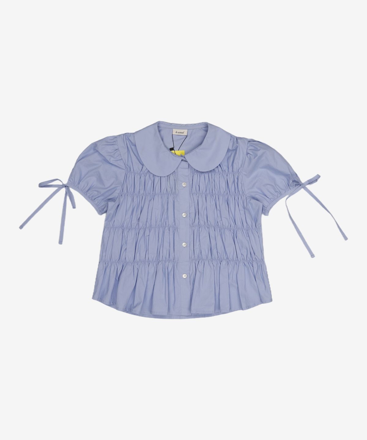 로액슈얼(LO AXUAL) SHIRRING PUFF SHIRTS_SKYBLUE FREE