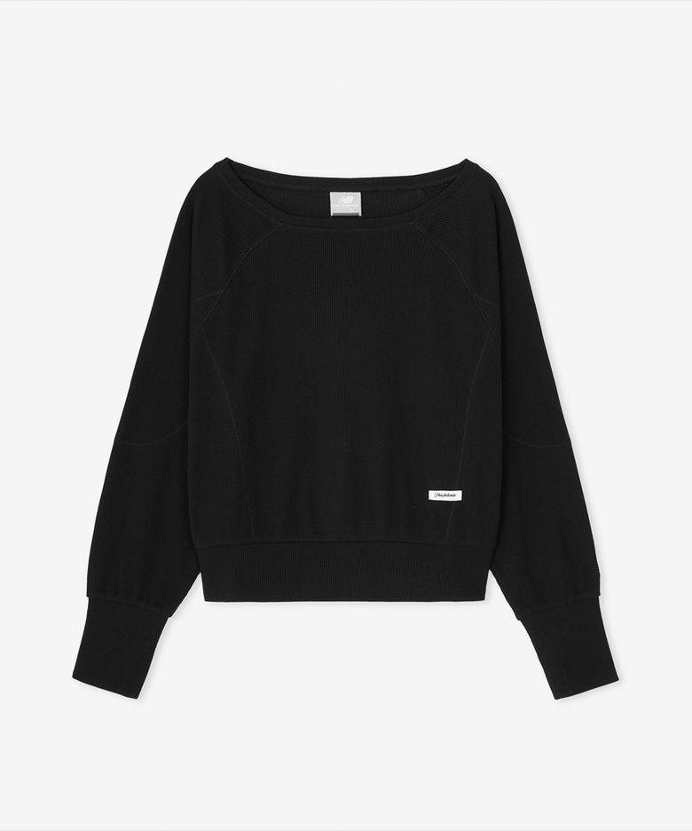 NBNCG3W112 / WOMEN AIRY 와플 맨투맨 (BLACK)