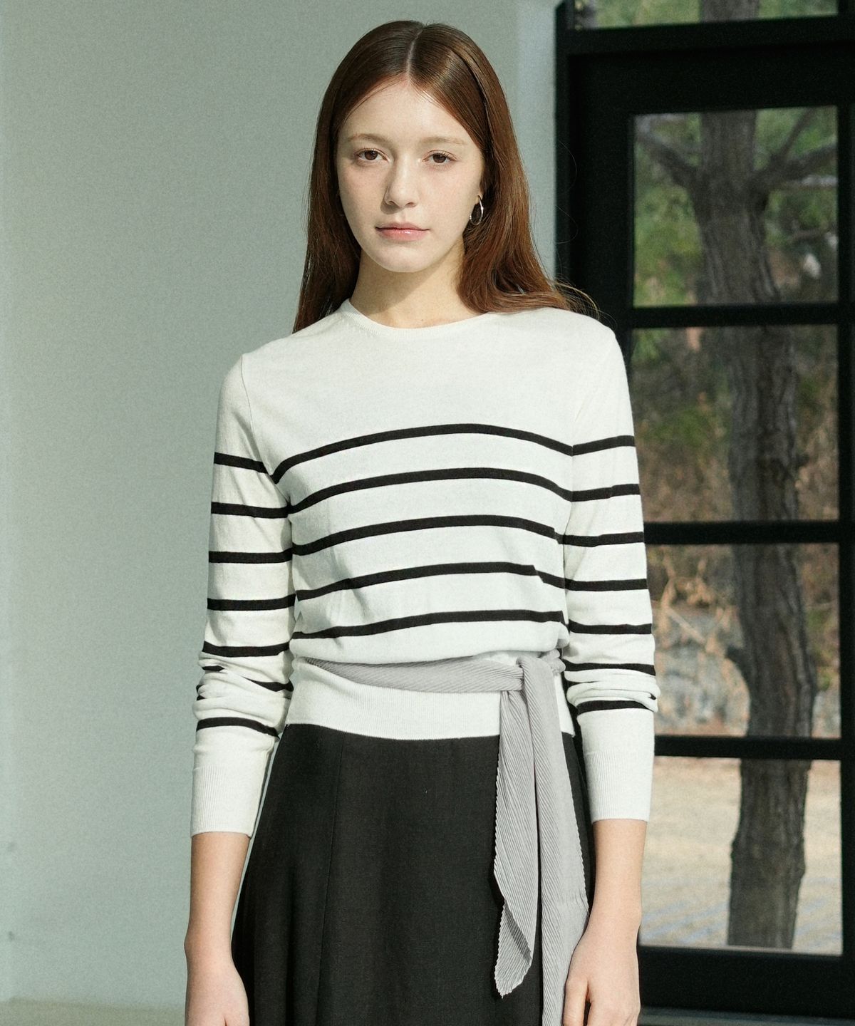 블레티(VLETI) Cotton Round Stripe Knit (Ivory)