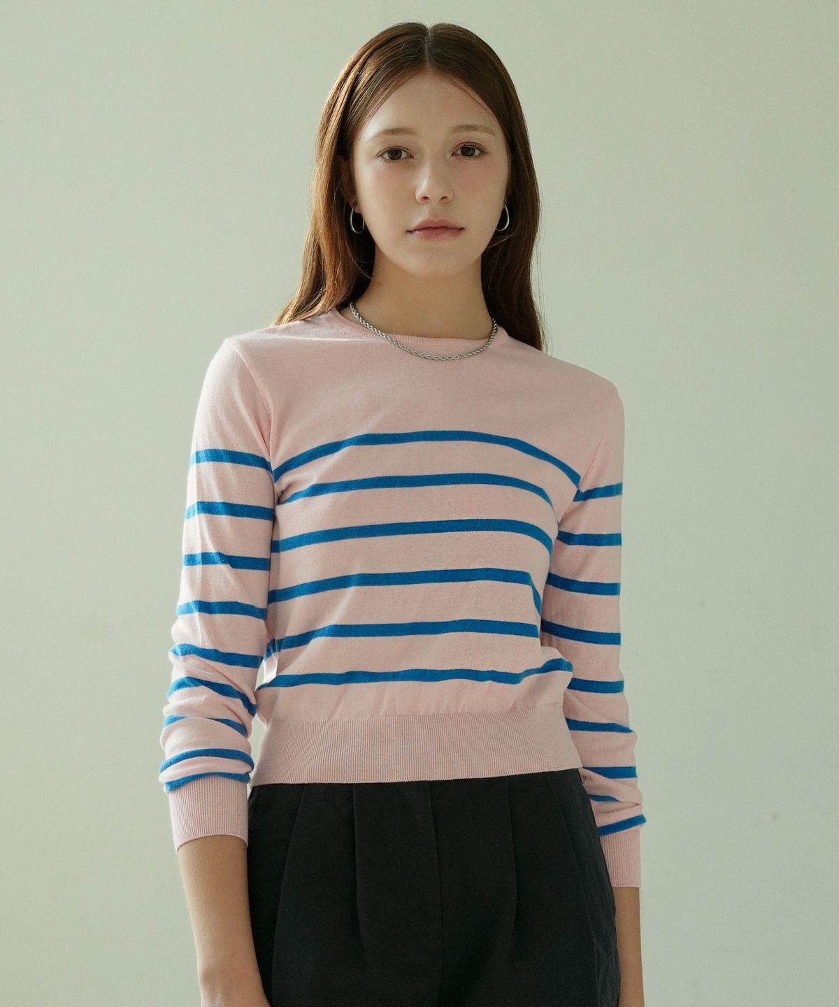 블레티(VLETI) Cotton Round Stripe Knit (Pink)