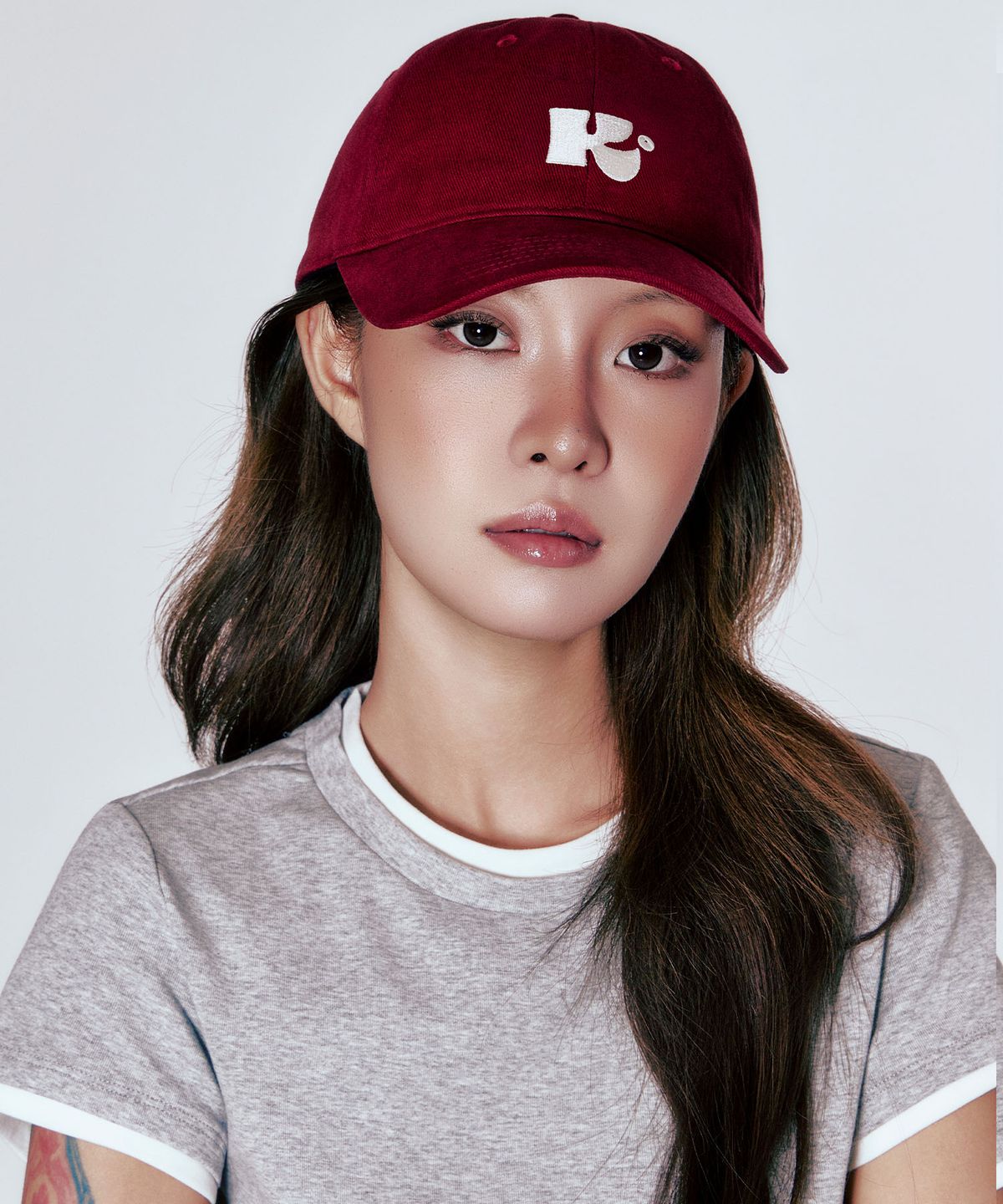 스틸로우키(STILL LOWKEY) Monogram Ball Cap_BURGUNDY