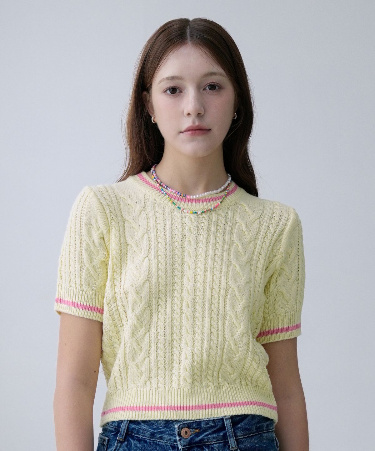 블레티(VLETI) Cotton Cable Half Knit (Yellow)