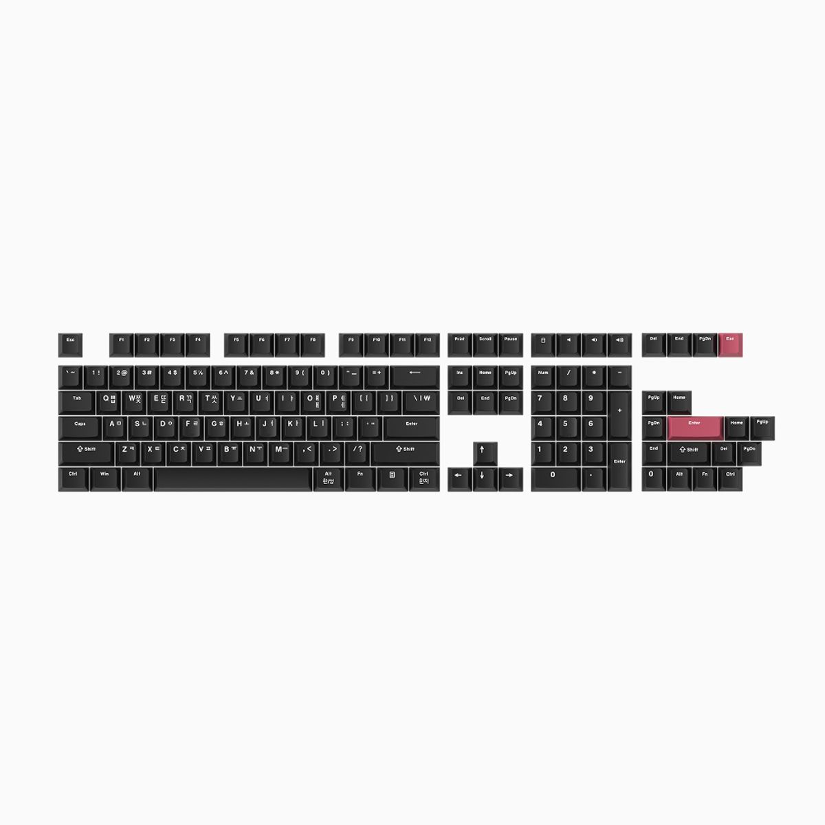 키크론(KEYCHRON) 더블샷 샤인스루 PBT 한글 키캡 이중사출 교체용 세트 체리 LED 투과 126키