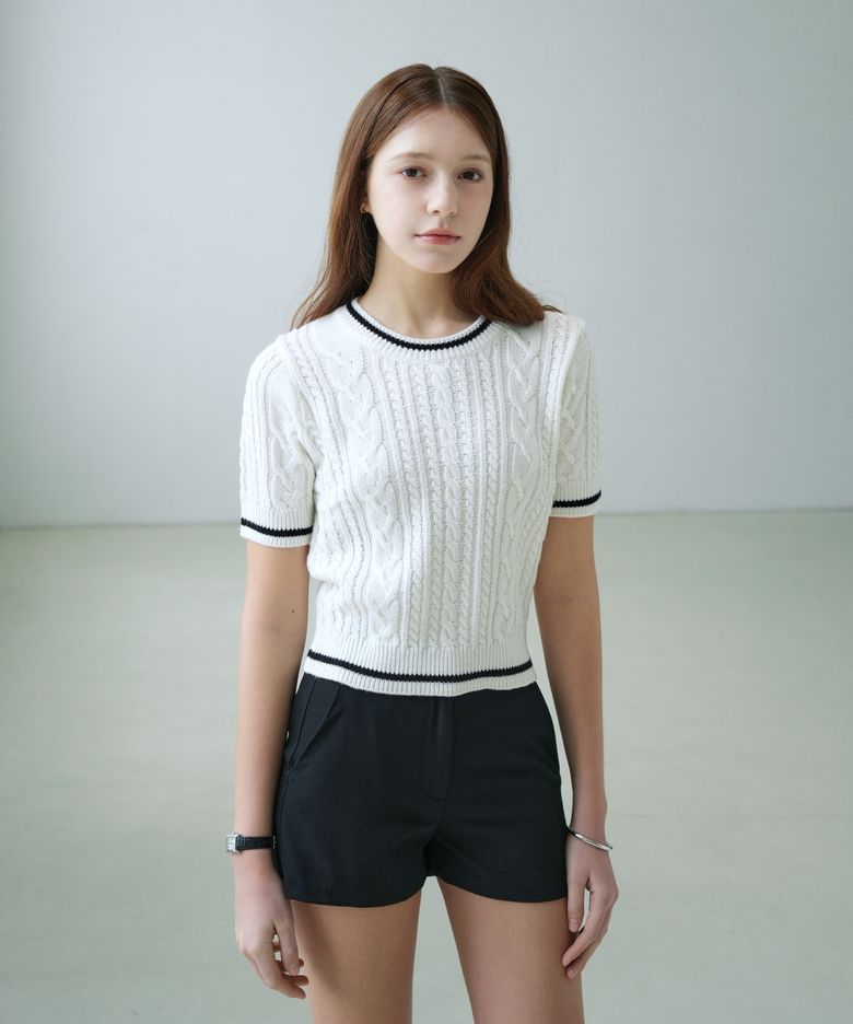Cotton Cable Half Knit (Ivory)