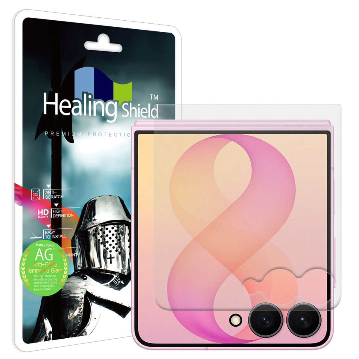 힐링쉴드(HEALINGSHIELD) 갤럭시 Z플립8 저반사 외부액정 강화유리필름 1매