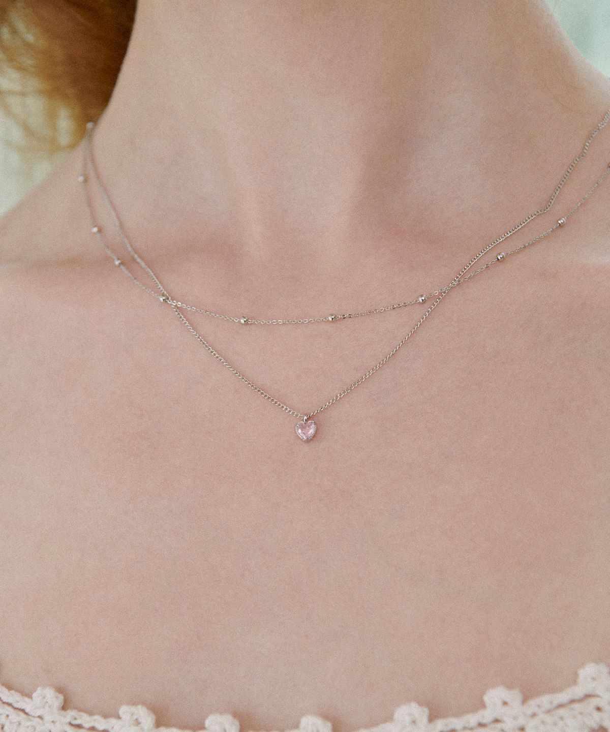 세인트스코트런던(ST.SCOTT LONDON) Heart Cubic Layered Necklace / STJ-NB1726