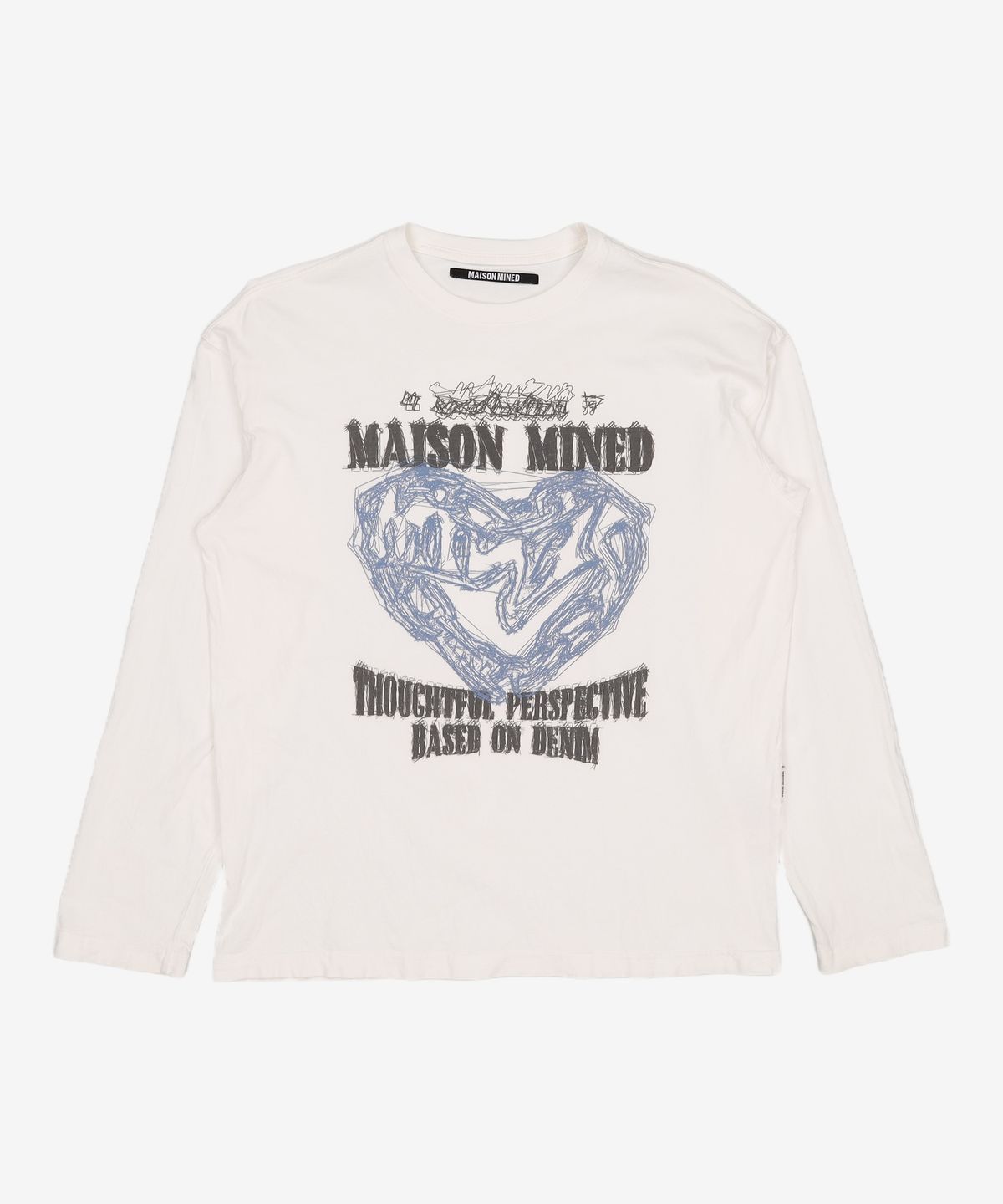 메종미네드(MAISON MINED) DOODLE HEART LONG SLEEVE WHITE S