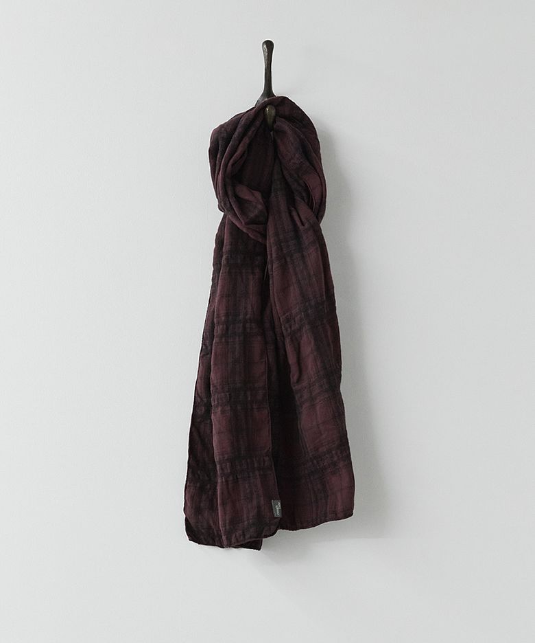Crease Check Scarf Burgundy