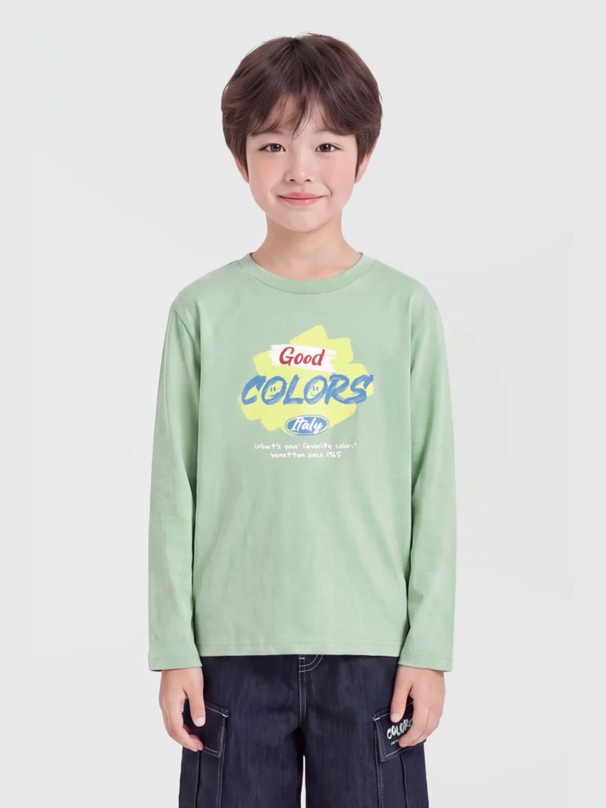 베네통키즈(BENETTONKIDS) 그래픽 싱글 티셔츠_QATS02641GN