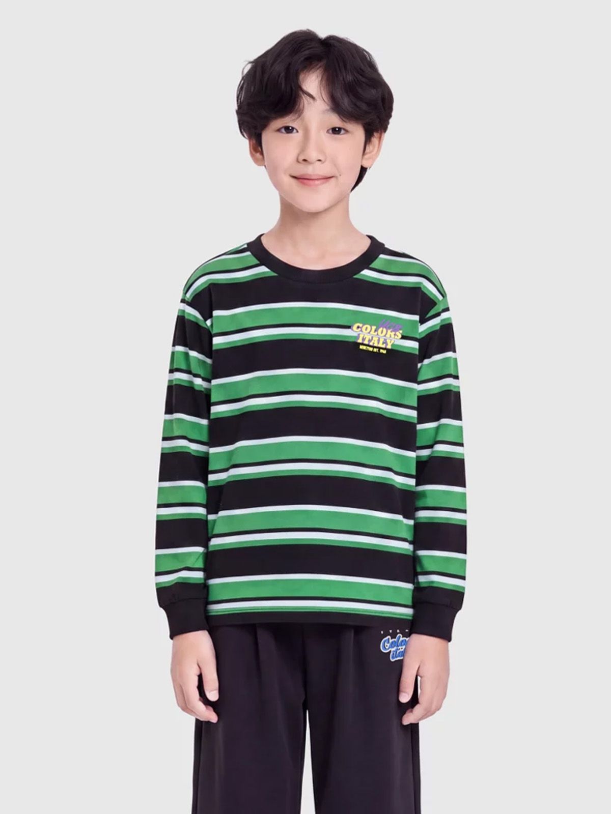 베네통키즈(BENETTONKIDS) 스트라이프 티셔츠_QATS06641BK