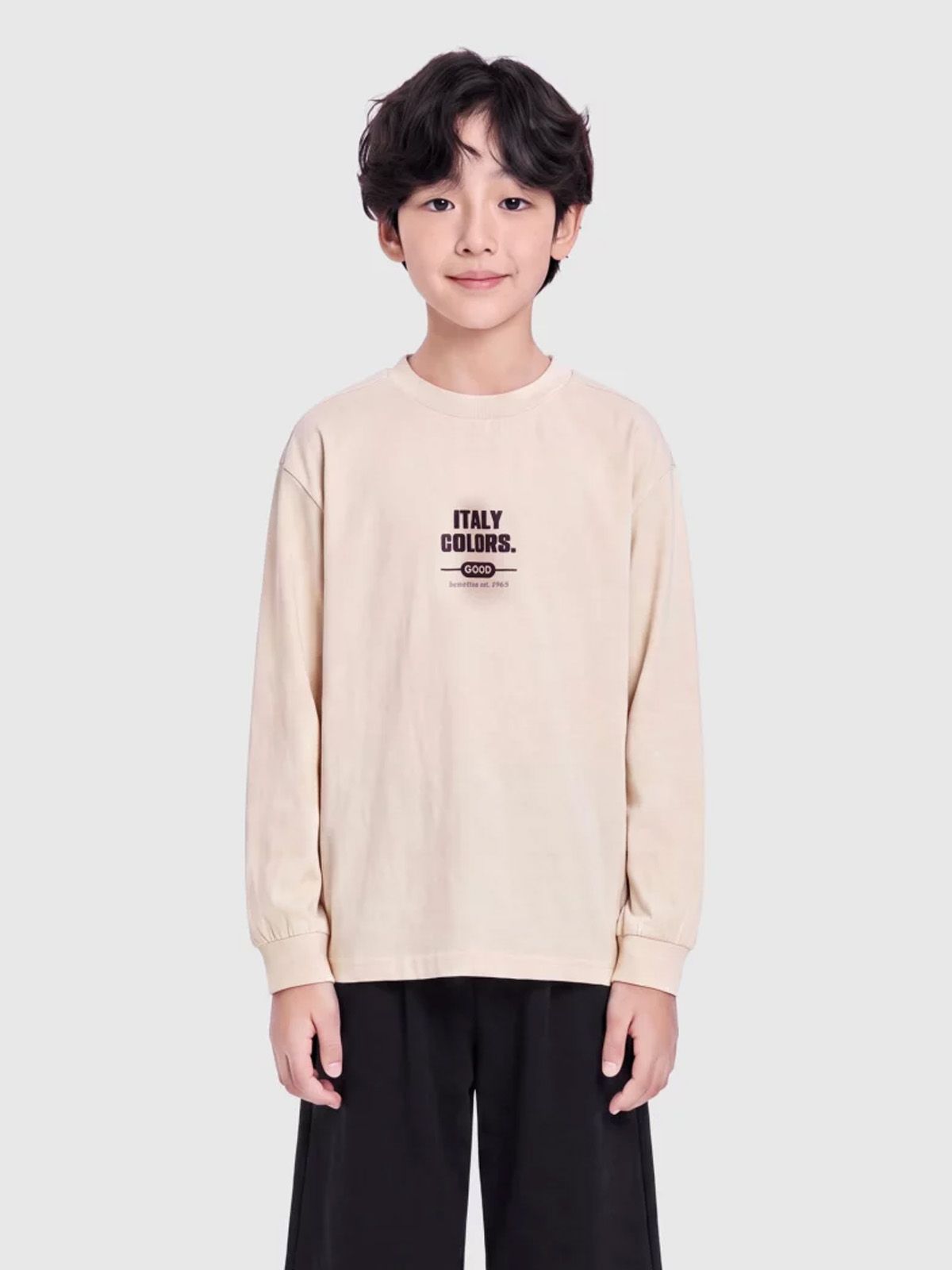 베네통키즈(BENETTONKIDS) 트렌드 뉴 긴팔 티셔츠_QATS07641CR
