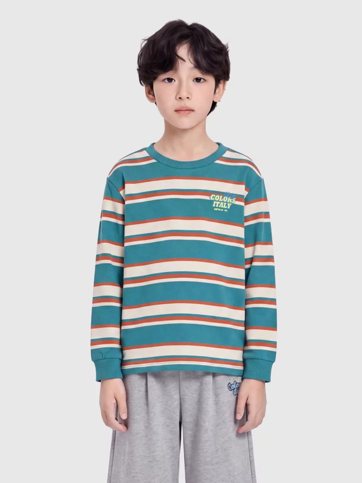 베네통키즈(BENETTONKIDS) 스트라이프 티셔츠_QATS06641GN