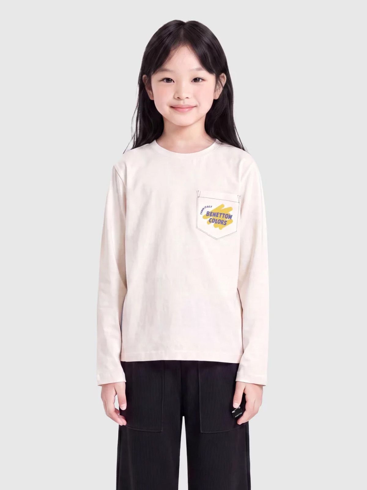 베네통키즈(BENETTONKIDS) 포켓 싱글 티셔츠_QATS08641IV