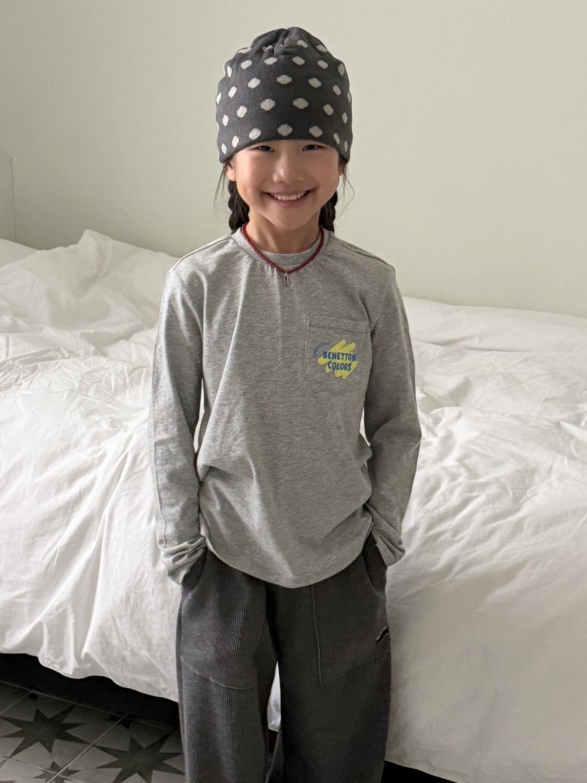 베네통키즈(BENETTONKIDS) 포켓 싱글 티셔츠_QATS08641MG