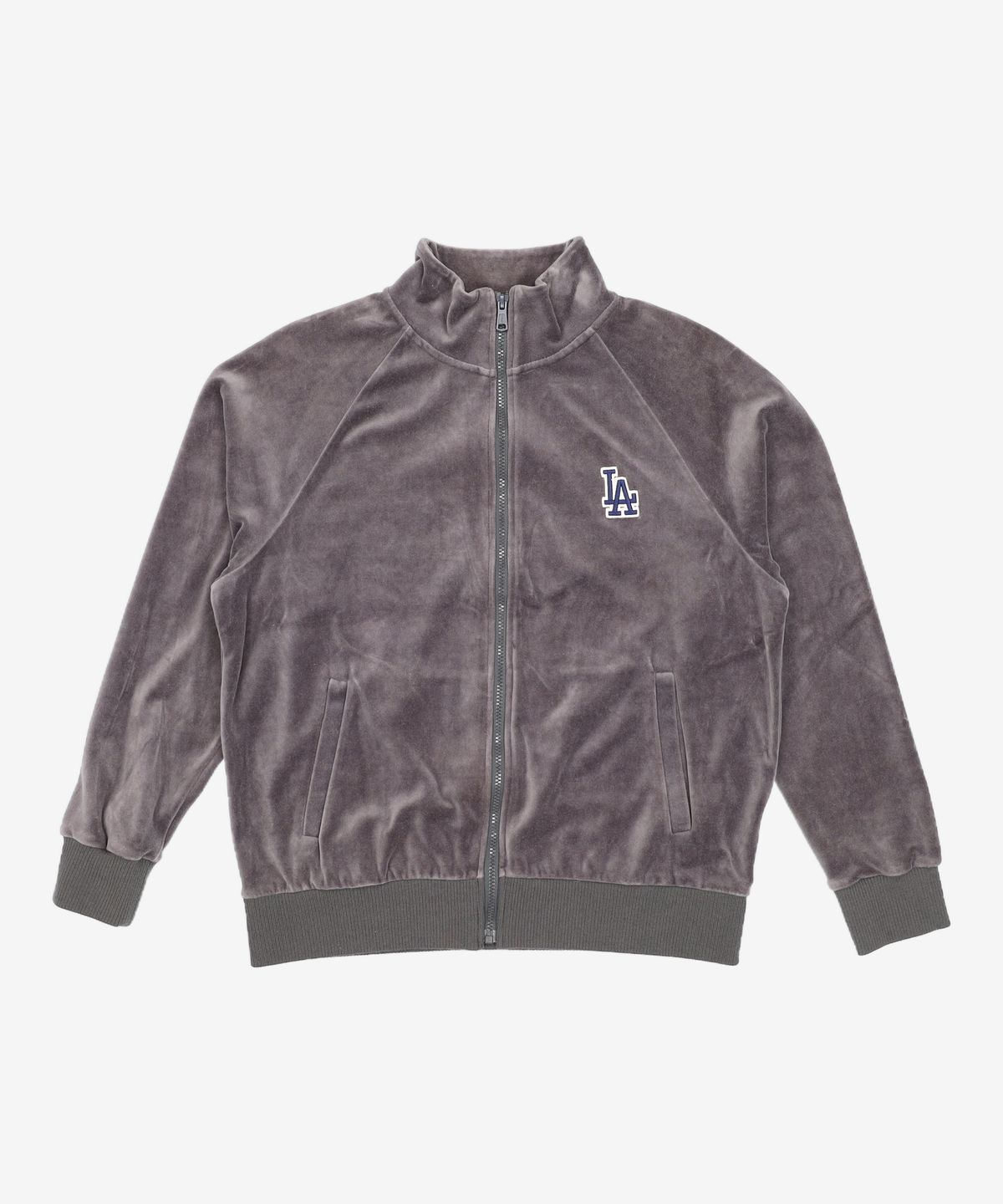 엠엘비(MLB) 베이직 스몰로고 벨벳 스텐드넥 집업 LA (Charcoal Grey) M