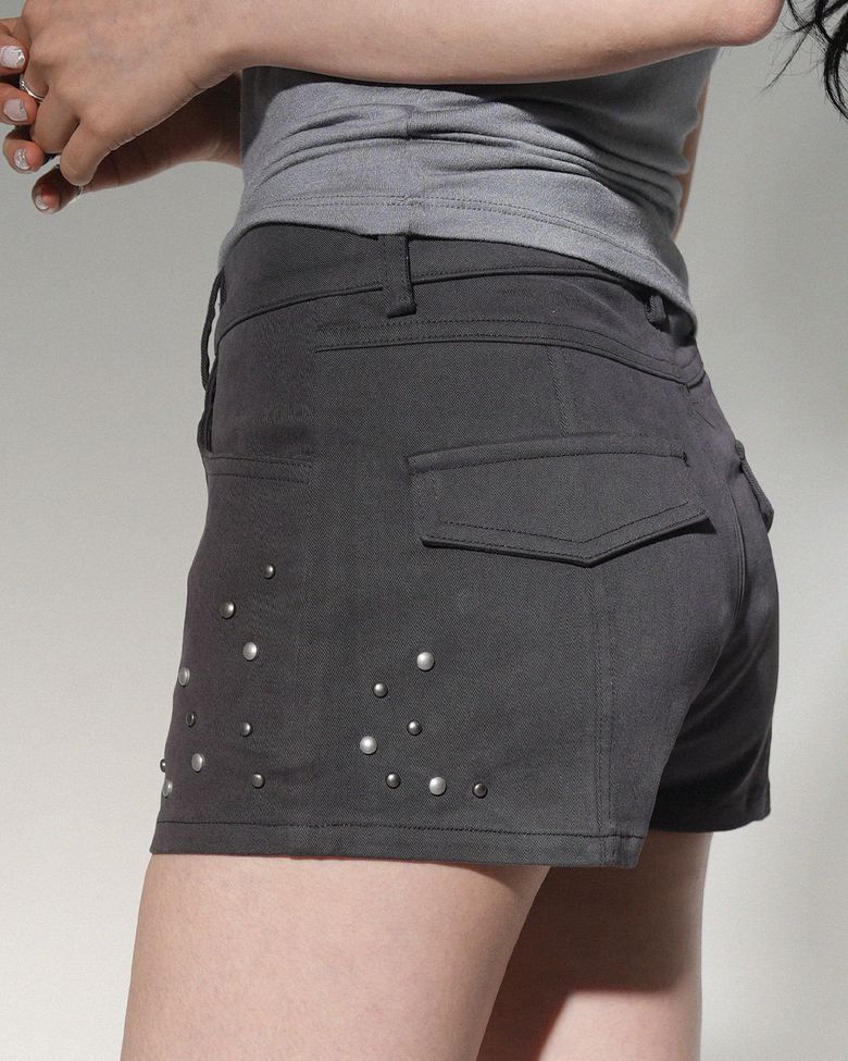 Stud Low Rise Shorts (Charcoal)