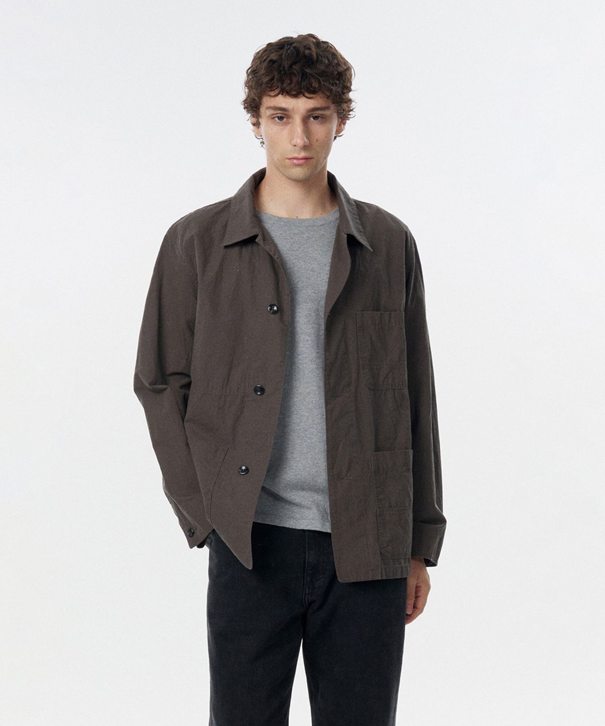 테일던(TAILDERN) Bill Chore Jacket Cotton Linen Brown