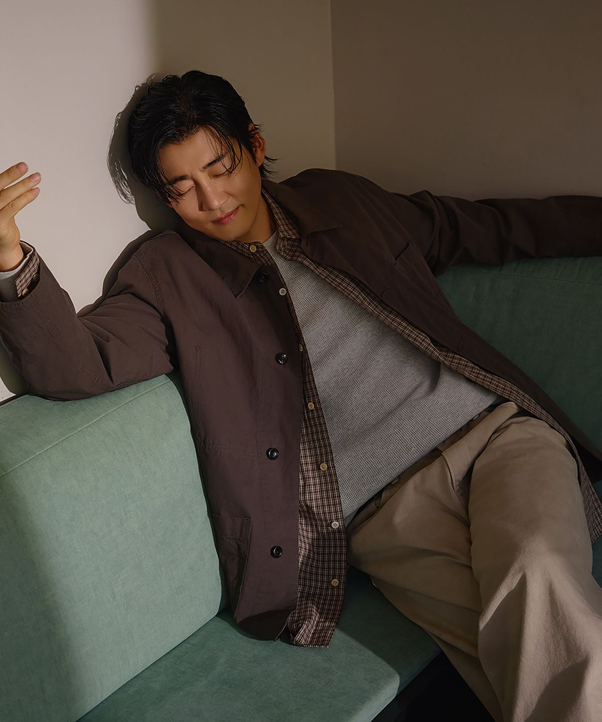 테일던(TAILDERN) Bill Chore Jacket Cotton Linen Brown