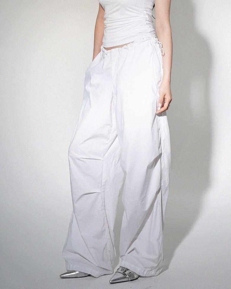 String Parachute Pants (White)