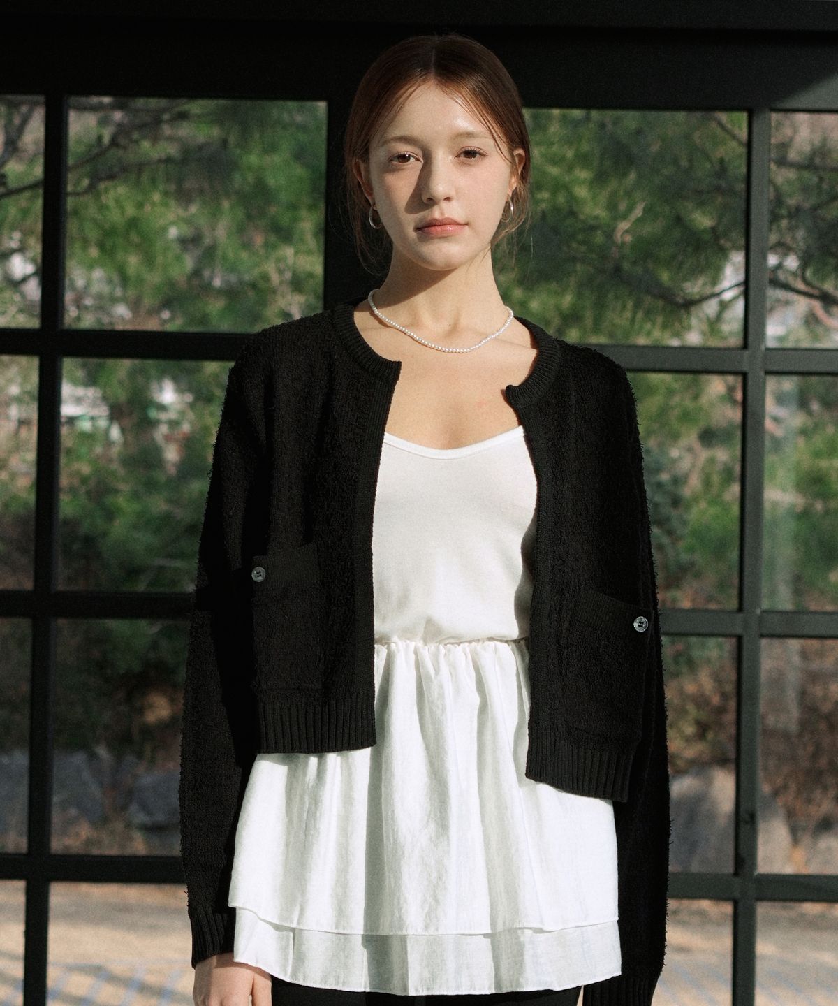 블레티(VLETI) Open Pocket Knit Cardigan (Black)