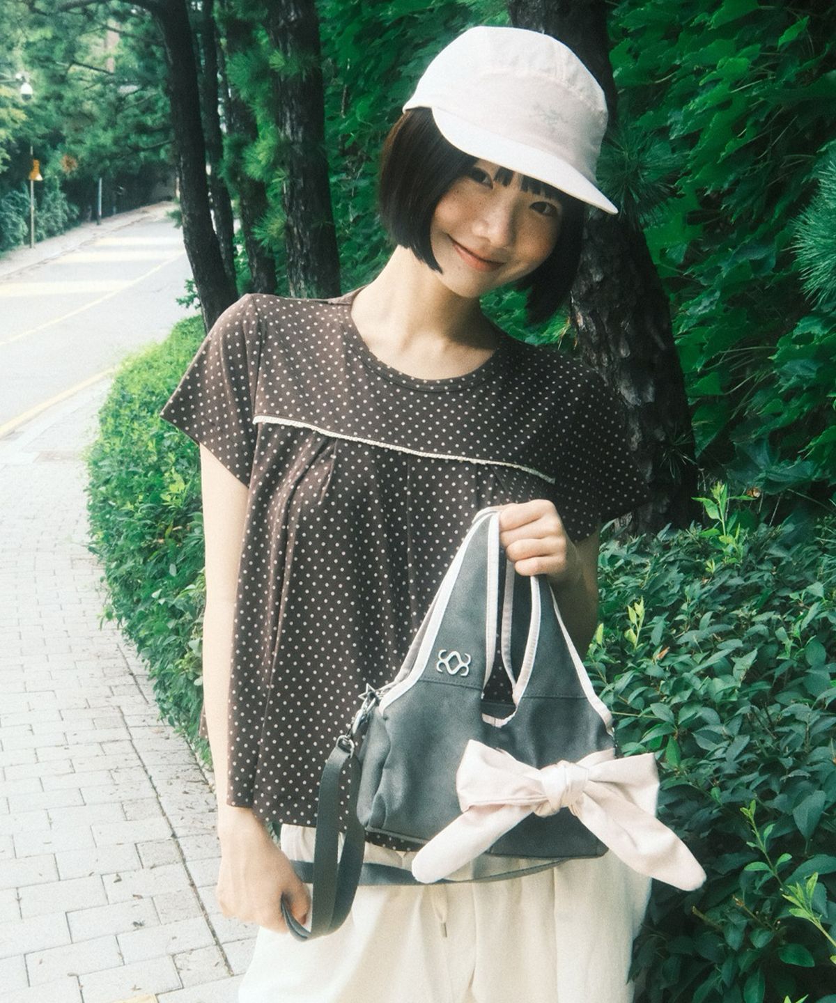시월107(SIWL107) Baby Bow Bag (Grey)
