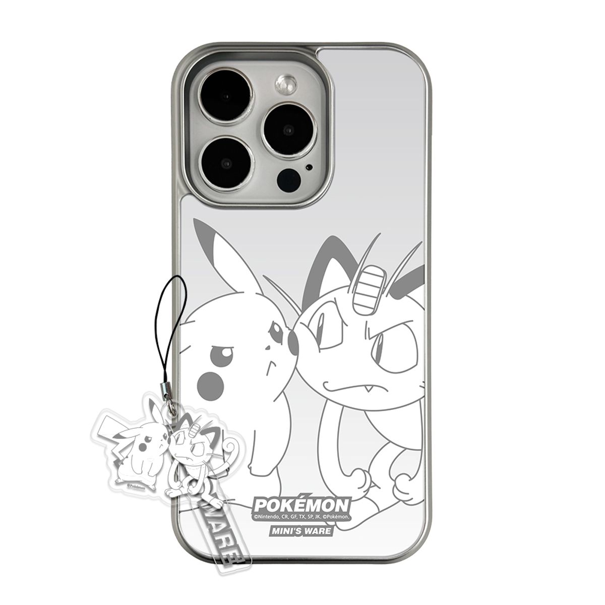 미니스웨어(MINI'S WARE) Pokemon Gray MagSafe Glossy Case_Pikachu & Meowth