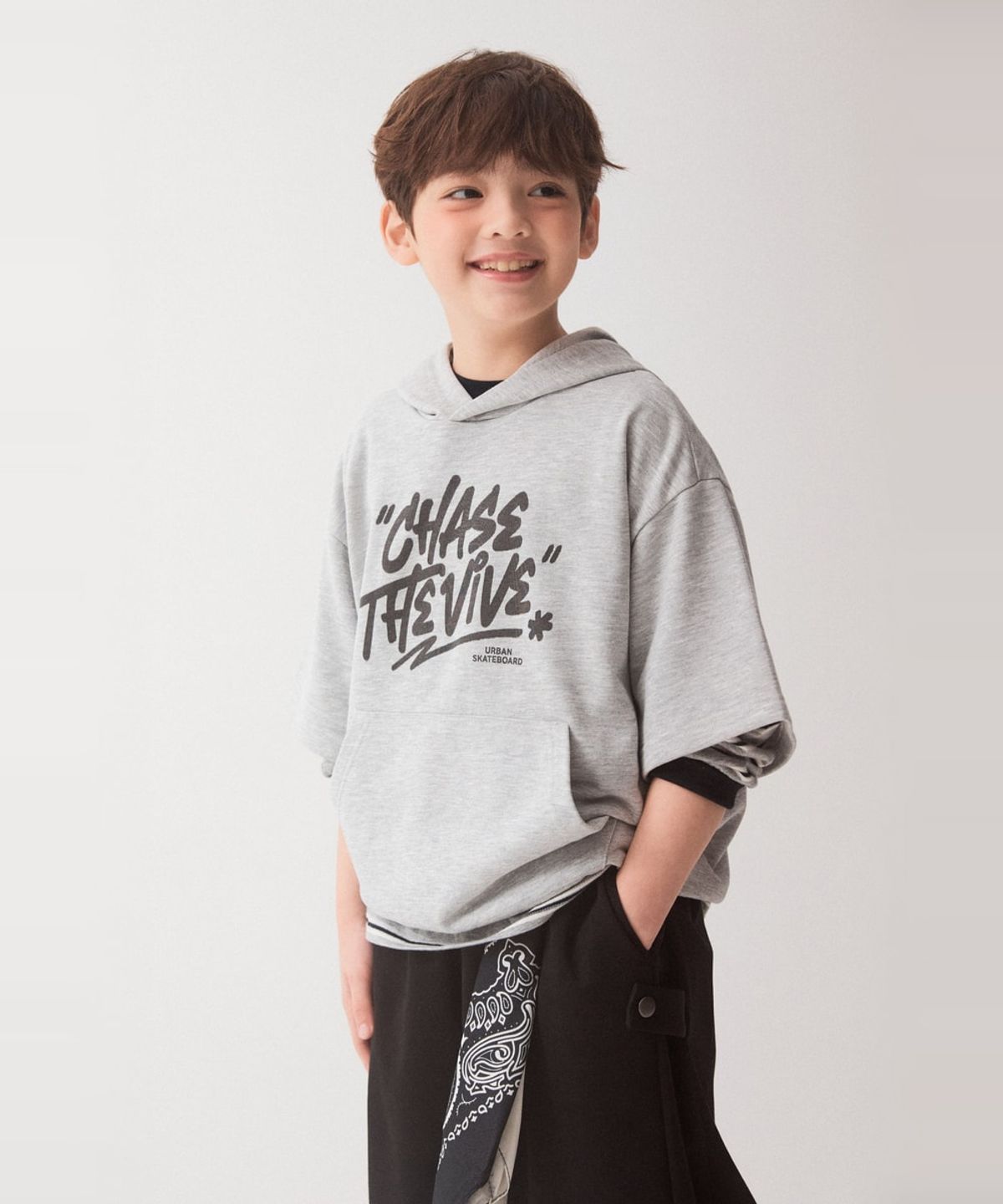스파오 키즈(SPAO KIDS) [키즈] 오버핏 반팔 후드 맨투맨_SPMNG37KU1