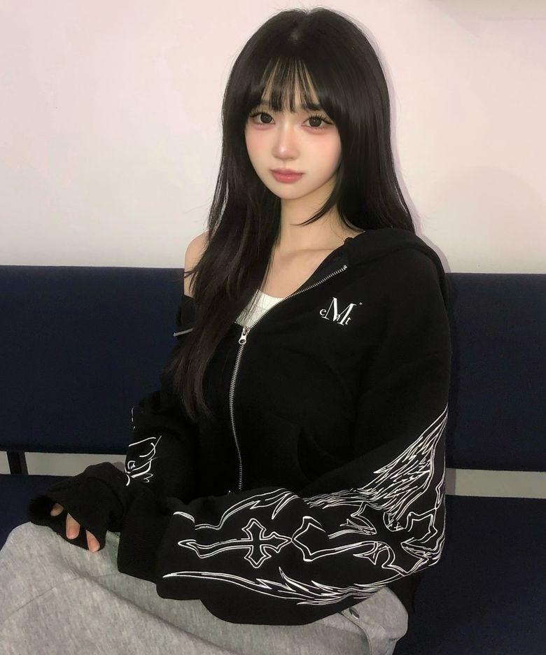 포즌 믹스 레터링 후드집업 남녀공용