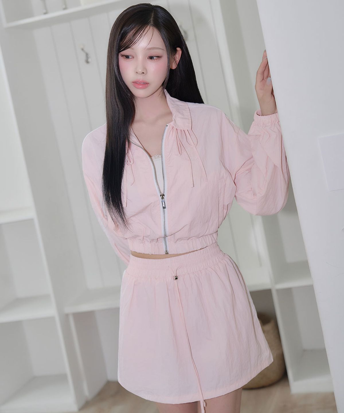 모아벨(MOABEL) ANORAK LACE SKIRT - PINK