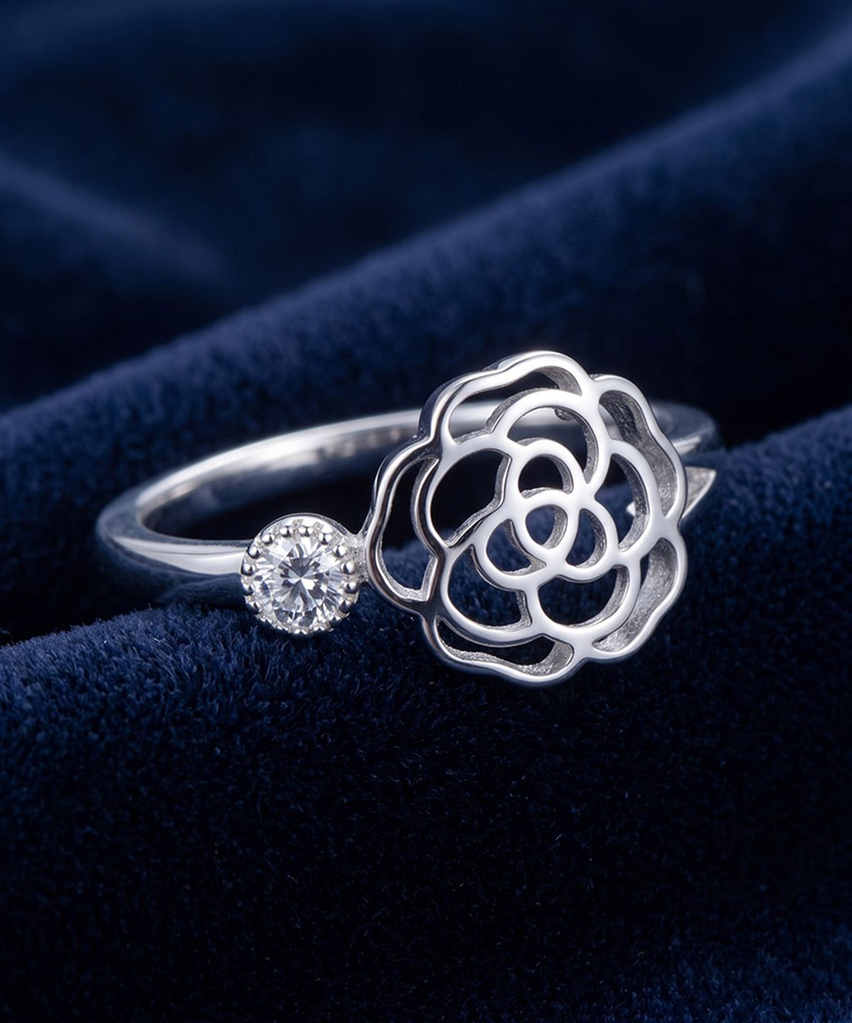 엘렌쥬얼리(HELENE JEWELRY) 실버 Silver 925 로즈 플라워 미스 링 은 반지