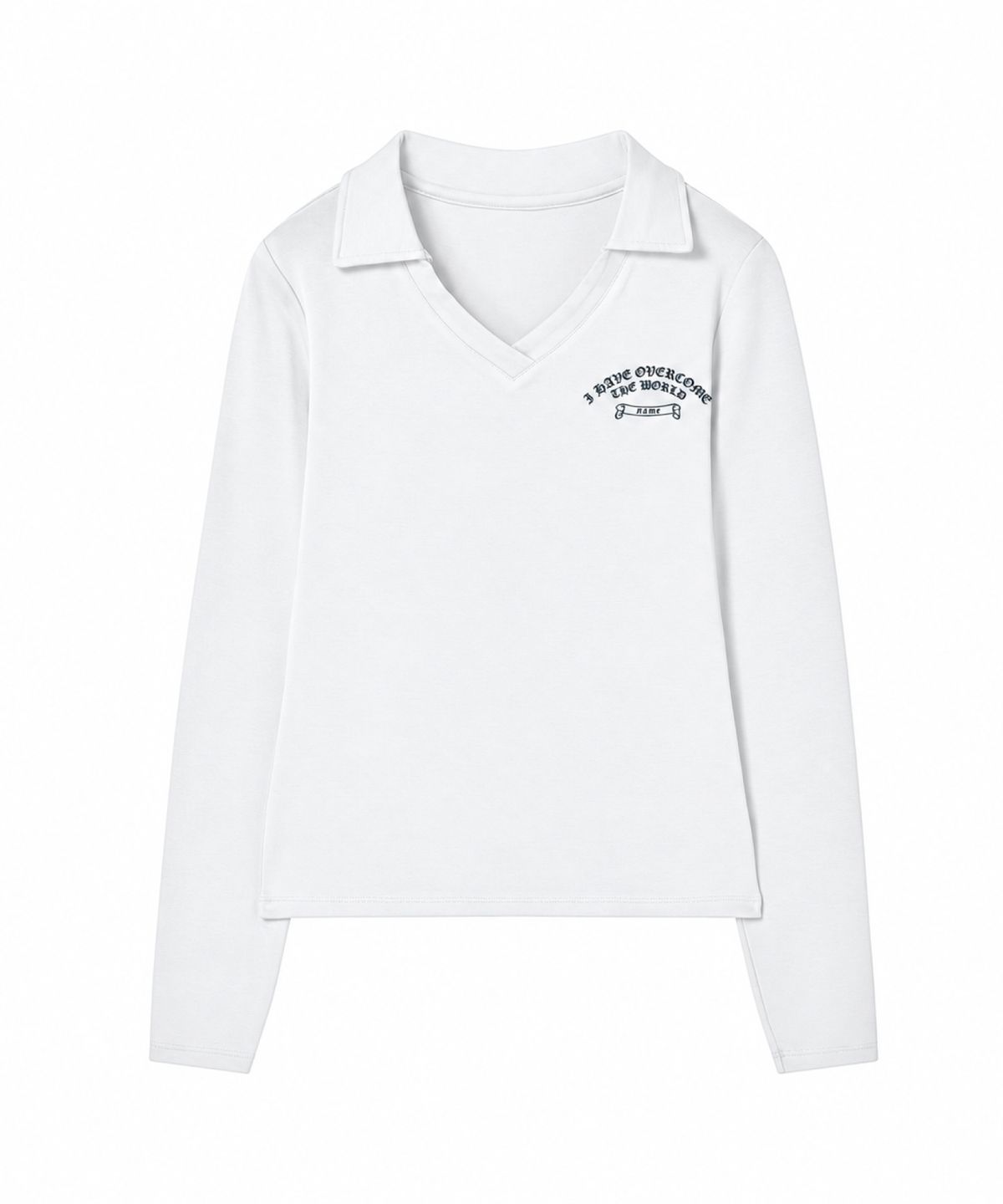 로긴 앤 로지(ROGIN N ROSIE) V-Neck Collar Back Point Long Sleeve White