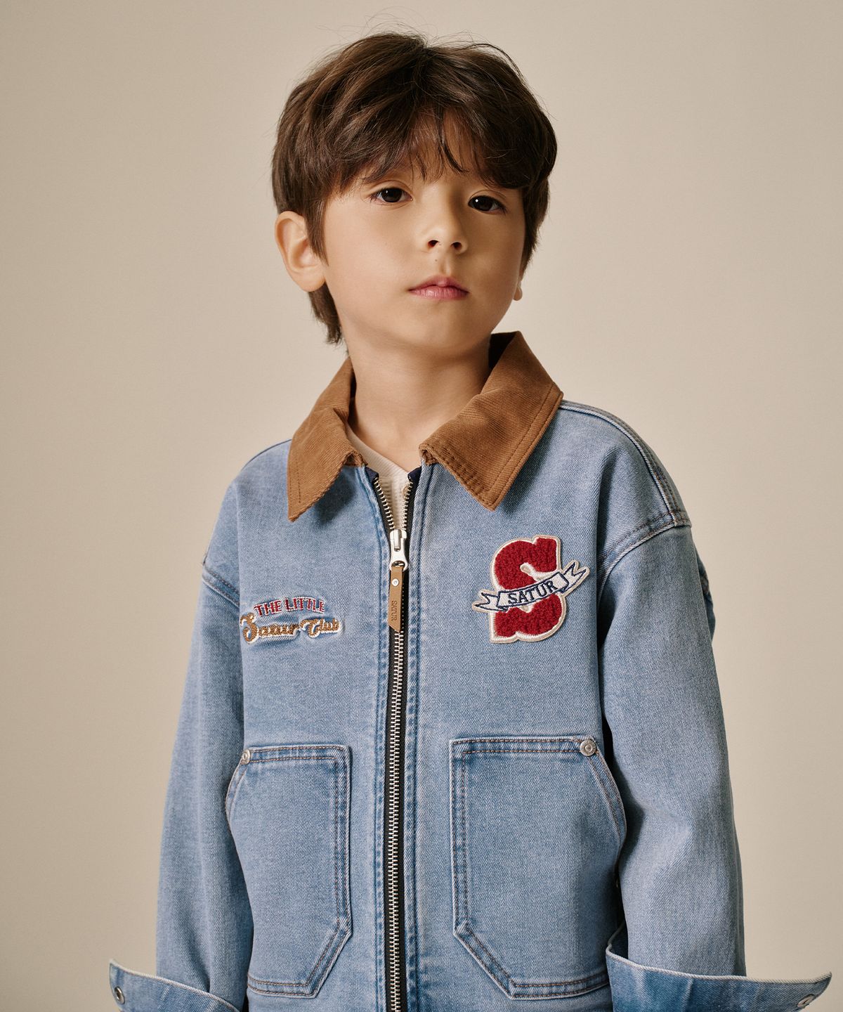 세터 키즈(SATUR KIDS) (K) 코듀로이 칼라 데님 자켓 블루