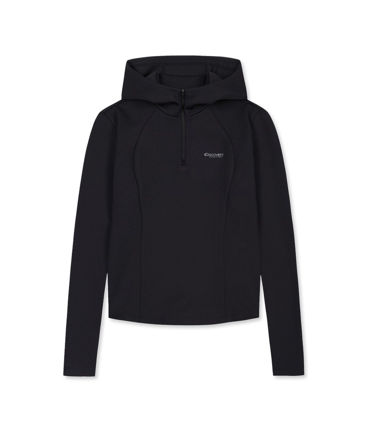 디스커버리 익스페디션(DISCOVERY EXPEDITION) 여성 기능성 반집업 후드티 (BLACK)