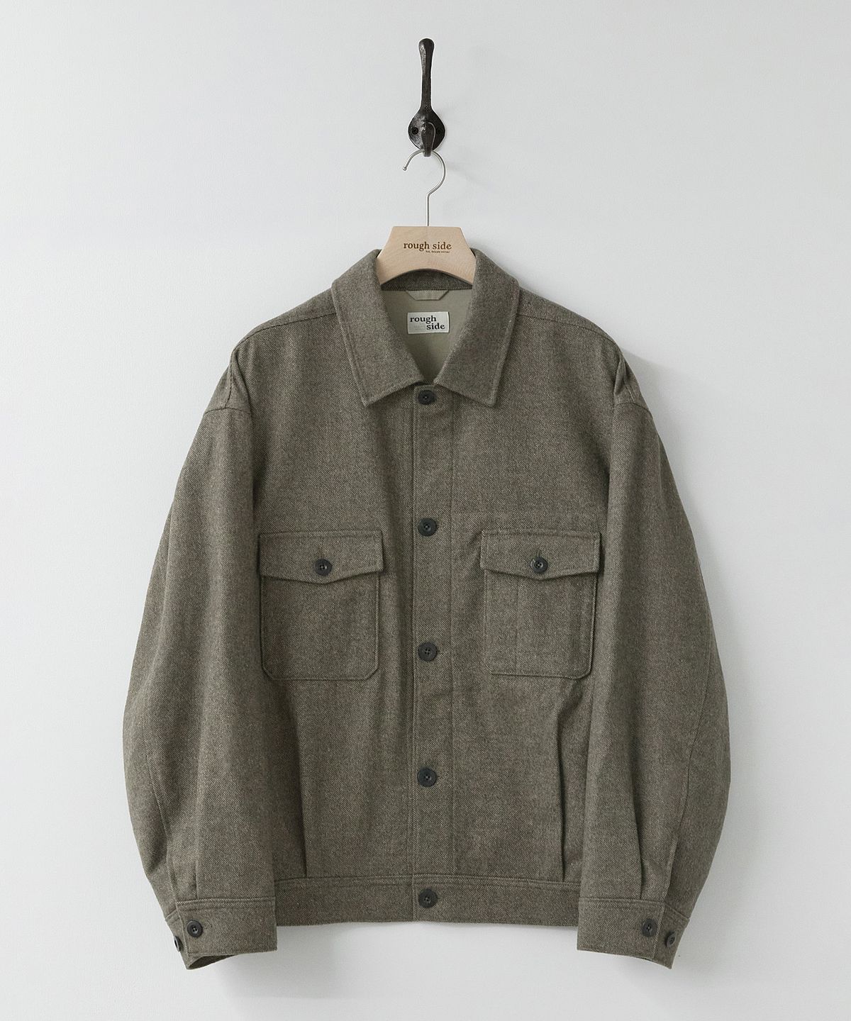 러프사이드(ROUGHSIDE) Wool Cabin Jacket Dark Beige
