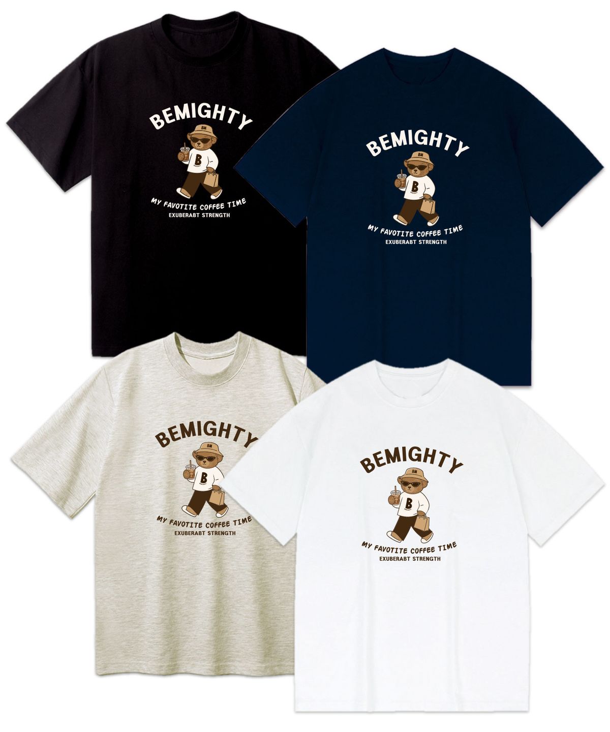 비마이티(BEMIGHTY) 커피와 베어 오버핏 반팔티셔츠