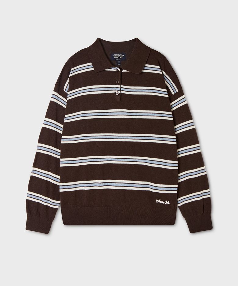 Multi Stripe Collar Pullover / WHKAG4931F