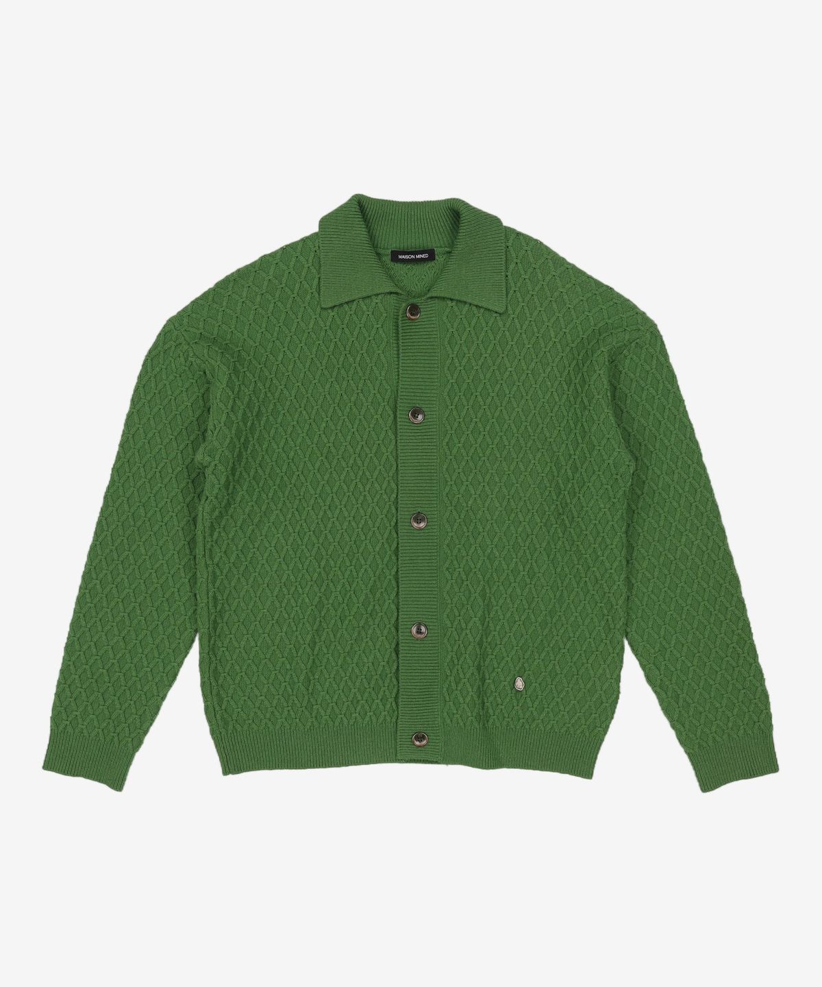 메종미네드(MAISON MINED) WAFFLE COLLAR CARDIGAN GREEN M