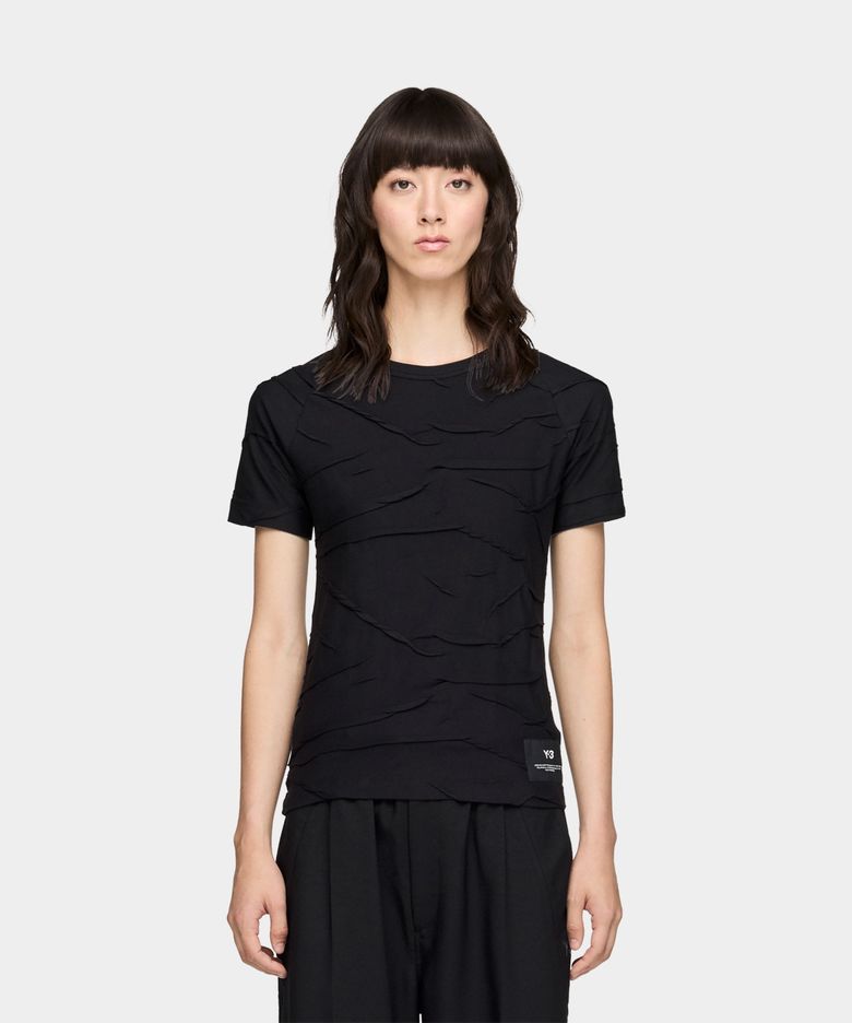(W) 플리티드 숏 슬리브 티셔츠 블랙 PLTD SS TEE BLACK