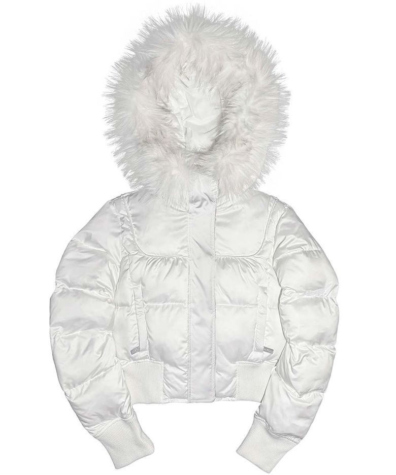 Cropped Hooded Puffer White