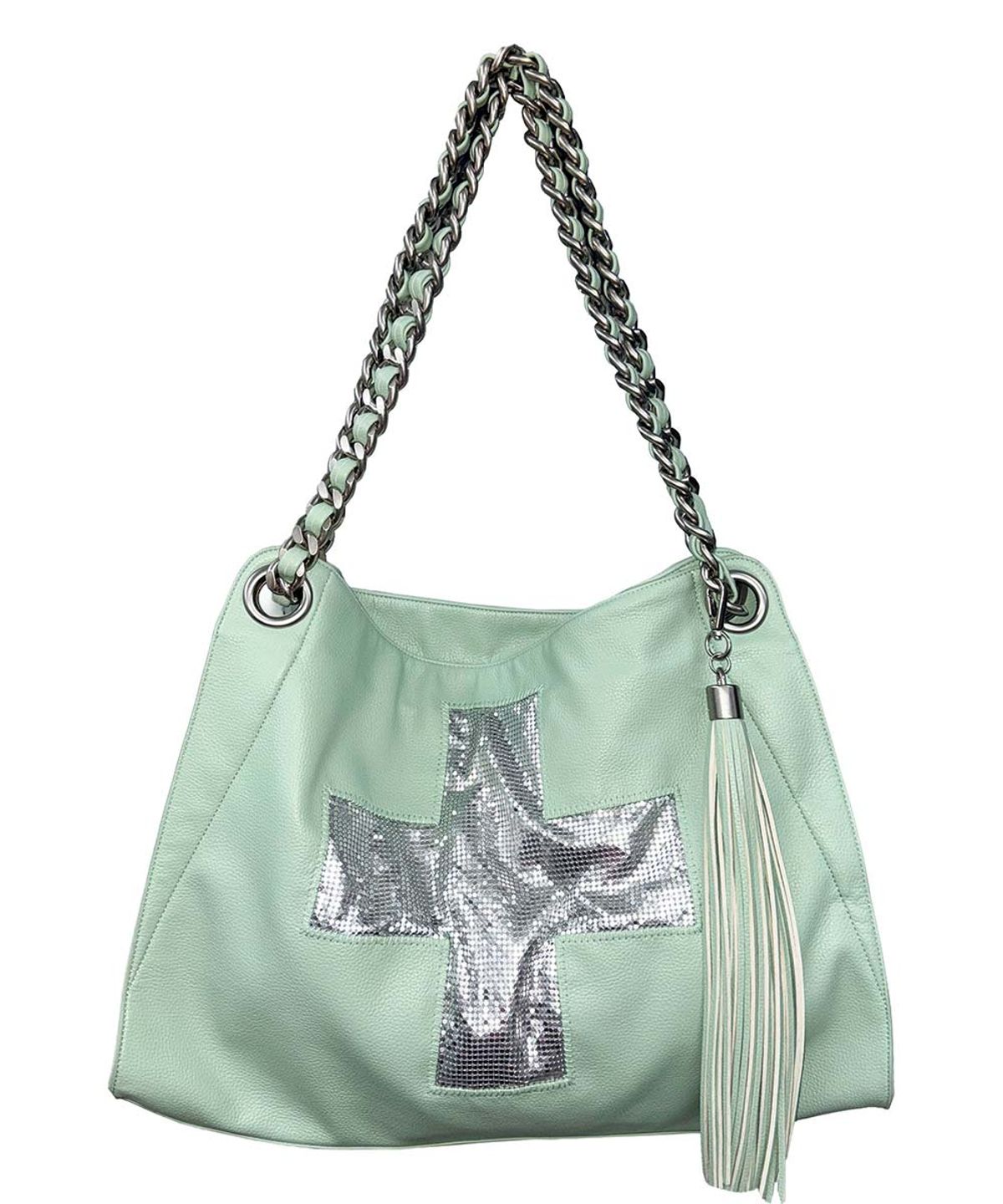 스컬프터(SCULPTOR) Cross Chainmail Big Bag Turquoise