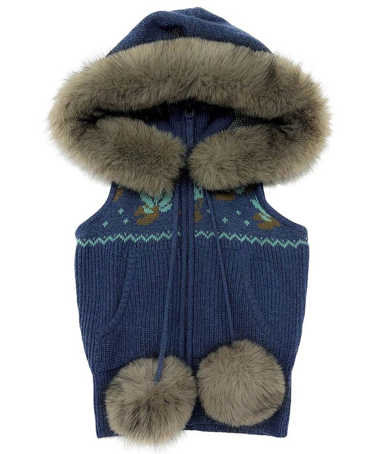 Zen Nordic Hooded Zip-Up Vest Navy