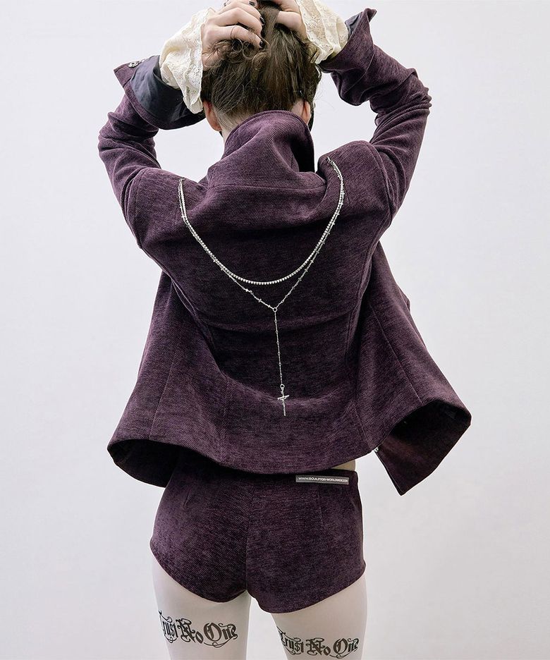 Mockneck Corduroy Jacket Deep Plum