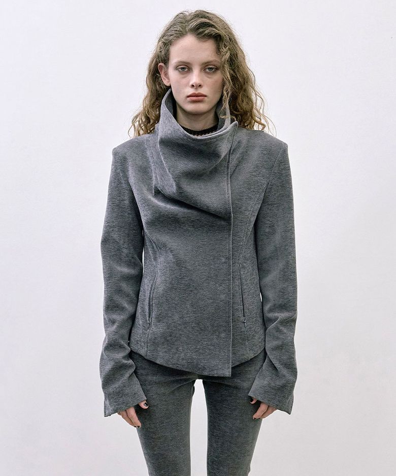 Mockneck Corduroy Jacket Charcoal