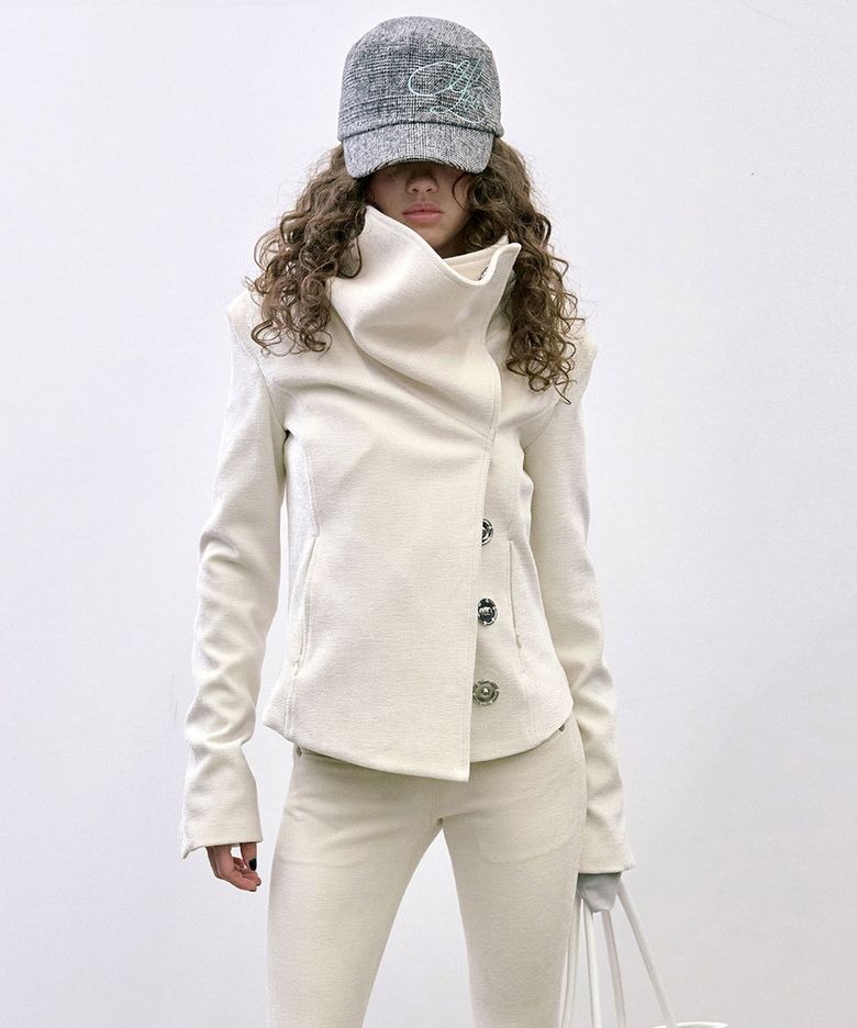 Mockneck Corduroy Jacket White