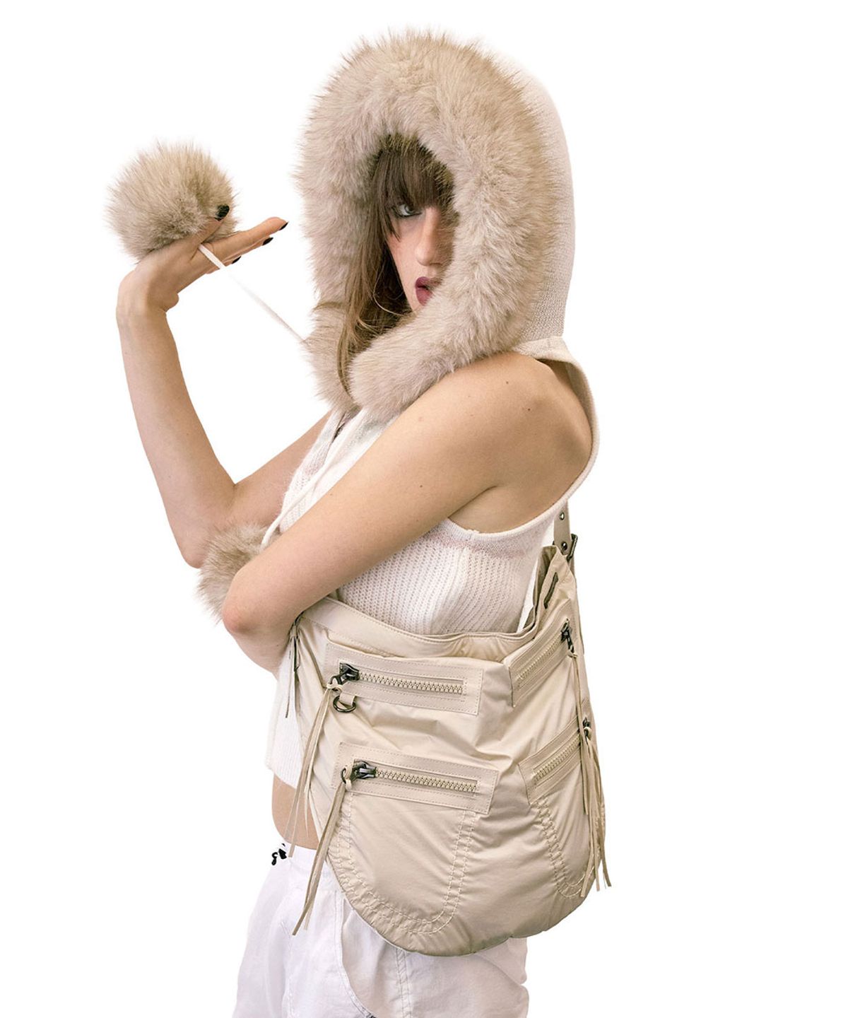 스컬프터(SCULPTOR) Metallic Hobo Bag Cream