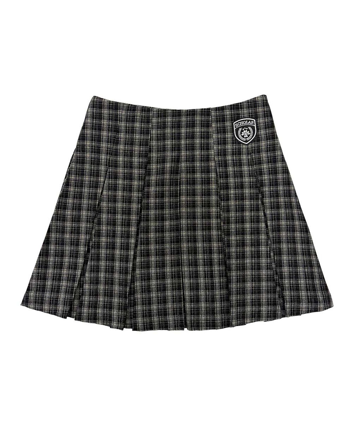 스컬프터(SCULPTOR) Plaid Pleated Midi Skirt Black