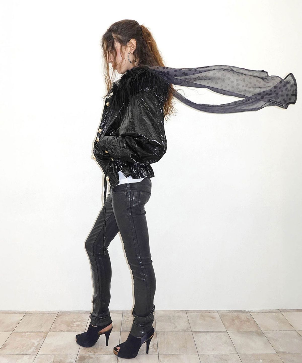 스컬프터(SCULPTOR) Dalmatian Scarf Charcoal