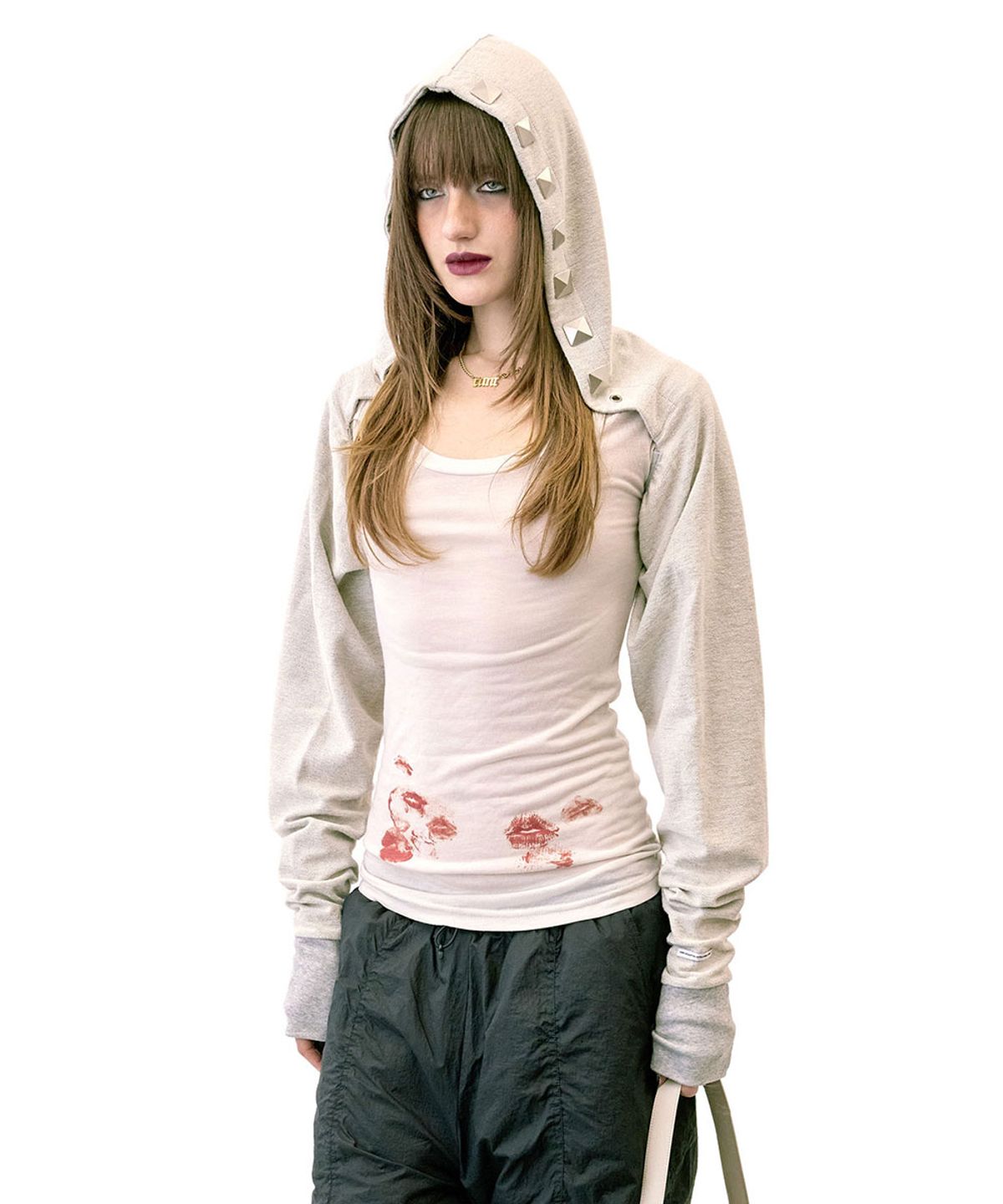 스컬프터(SCULPTOR) Hooded Scarf Bolero Melange Gray