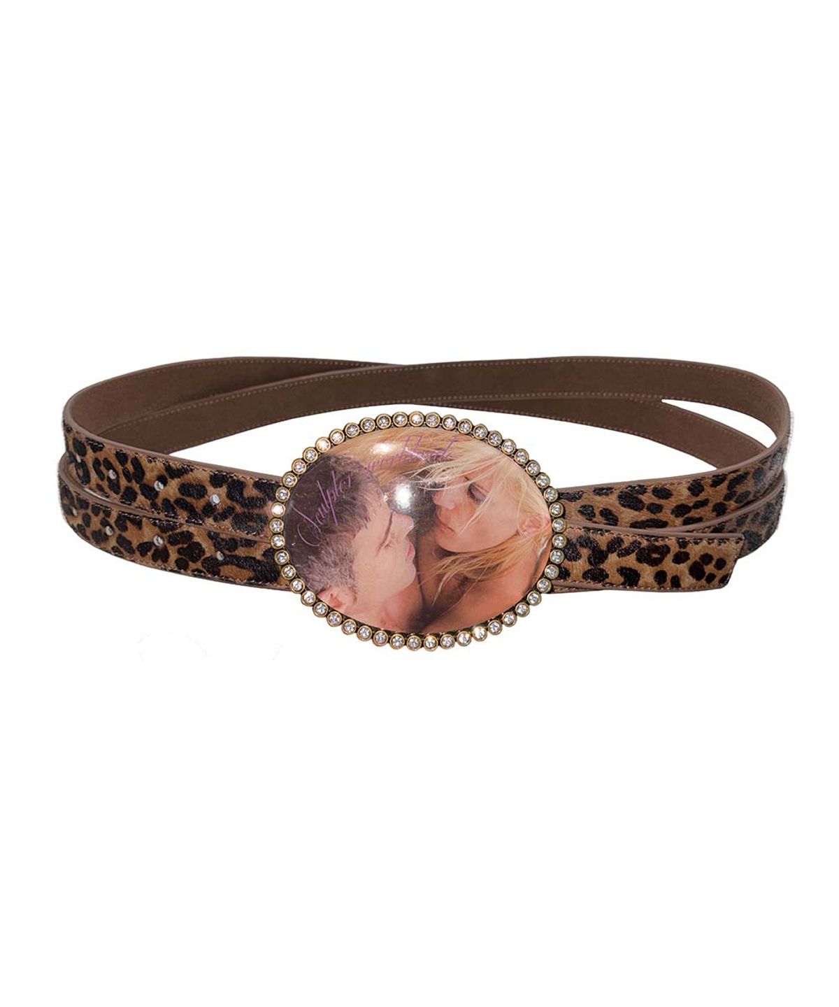 스컬프터(SCULPTOR) Jewel Hair On Buckle Belt Leopard