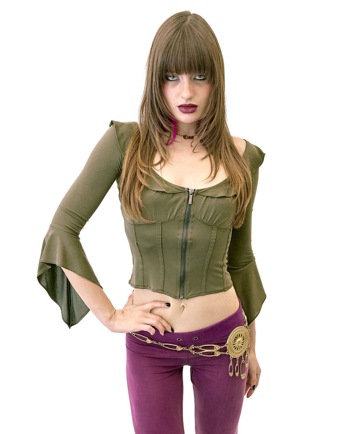 스컬프터(SCULPTOR) Corset Jersey Blouse Khaki